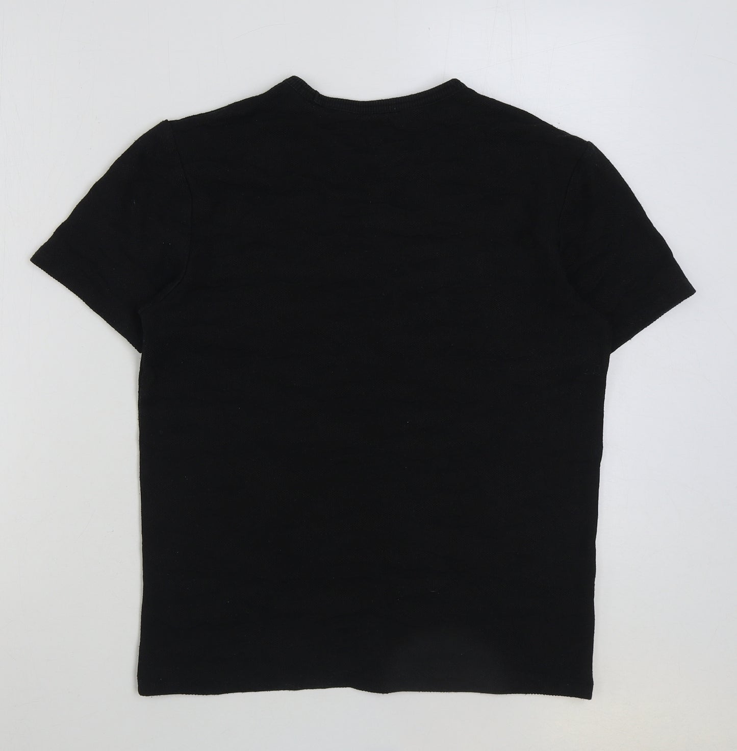 River Island Mens Black Polyester T-Shirt Size S Round Neck