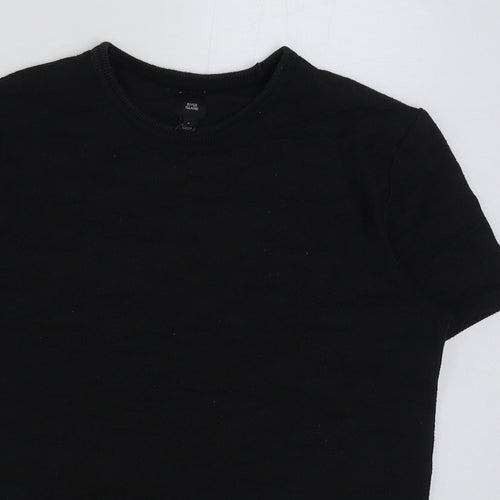 River Island Mens Black Polyester T-Shirt Size S Round Neck