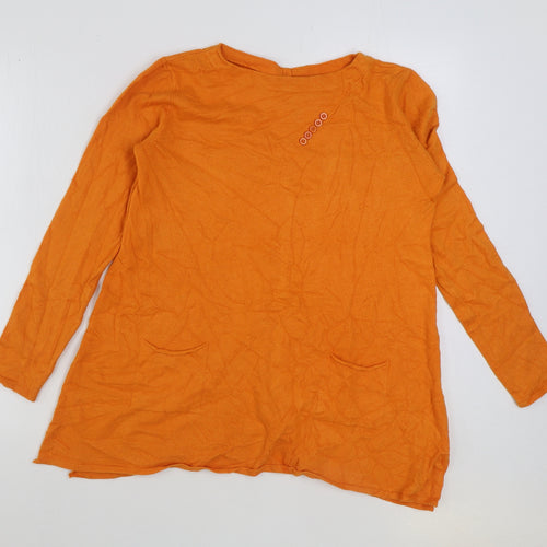 e-woman Womens Orange Viscose Basic T-Shirt Size S Round Neck