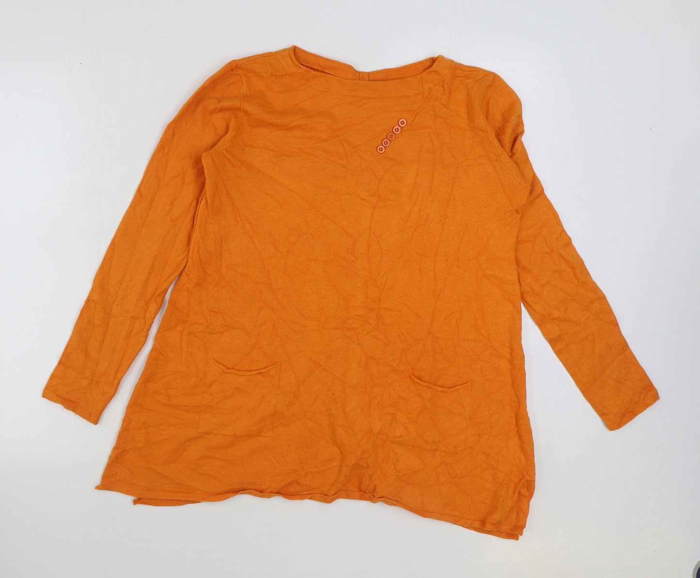 e-woman Womens Orange Viscose Basic T-Shirt Size S Round Neck