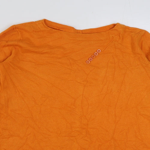 e-woman Womens Orange Viscose Basic T-Shirt Size S Round Neck