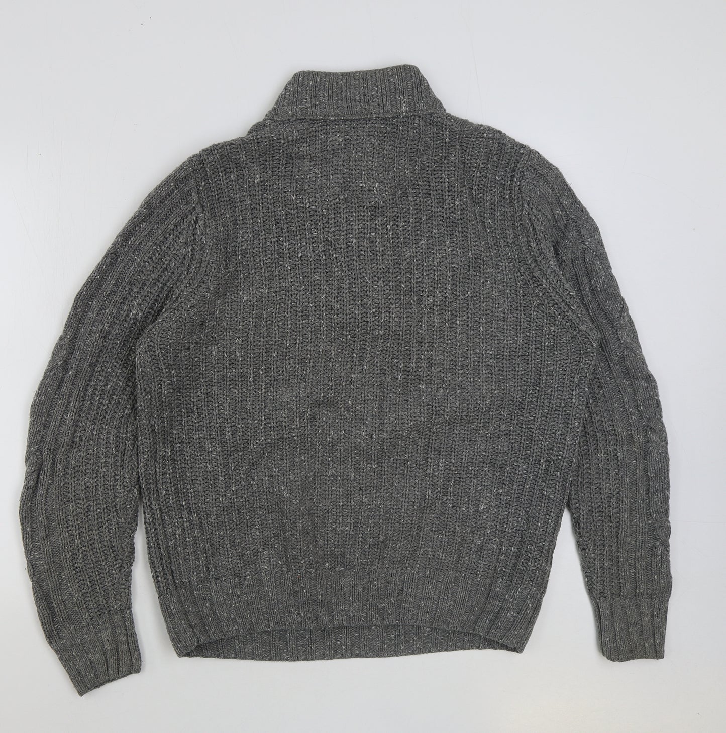 NEXT Mens Grey Collared Acrylic Pullover Jumper Size M