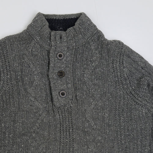 NEXT Mens Grey Collared Acrylic Pullover Jumper Size M