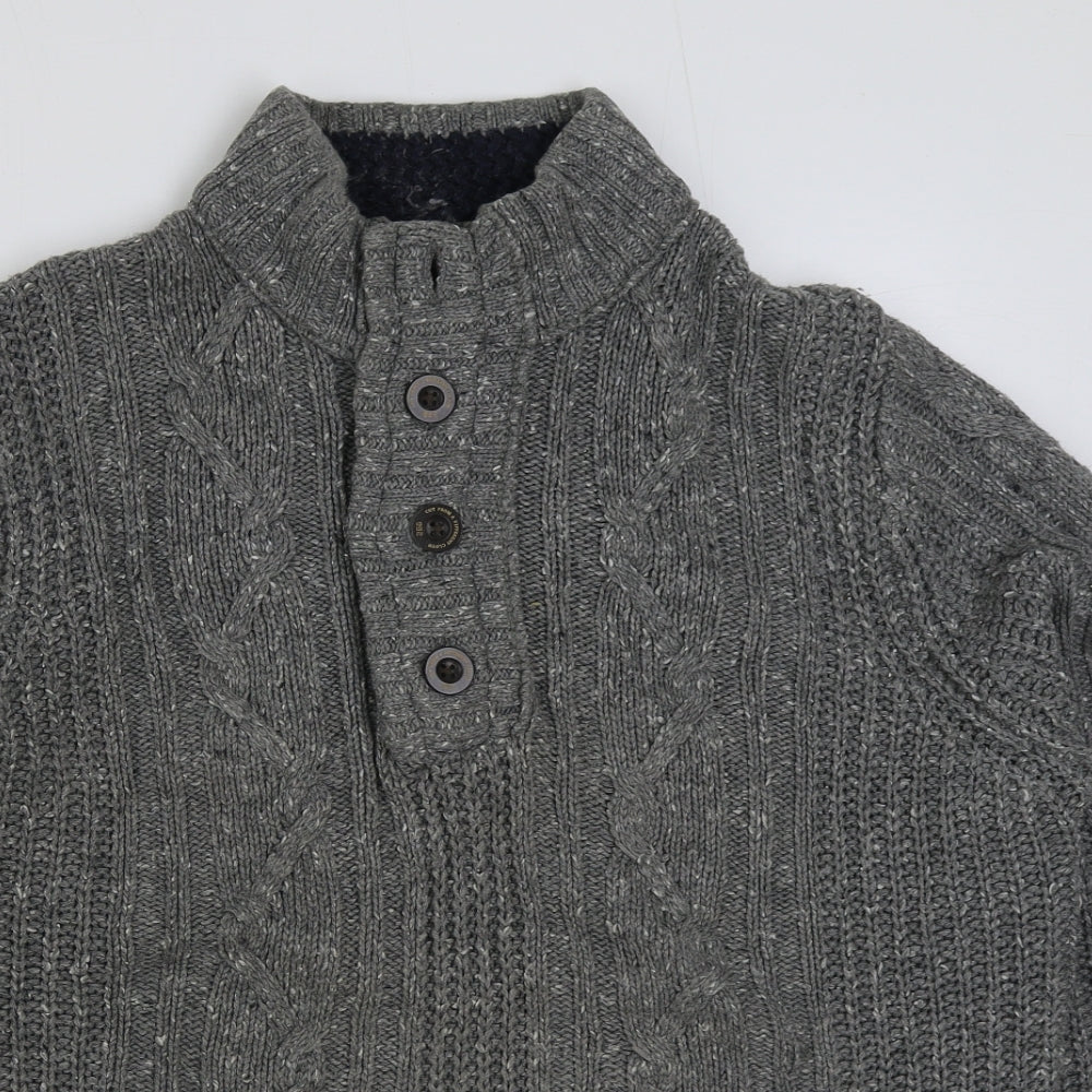 NEXT Mens Grey Collared Acrylic Pullover Jumper Size M