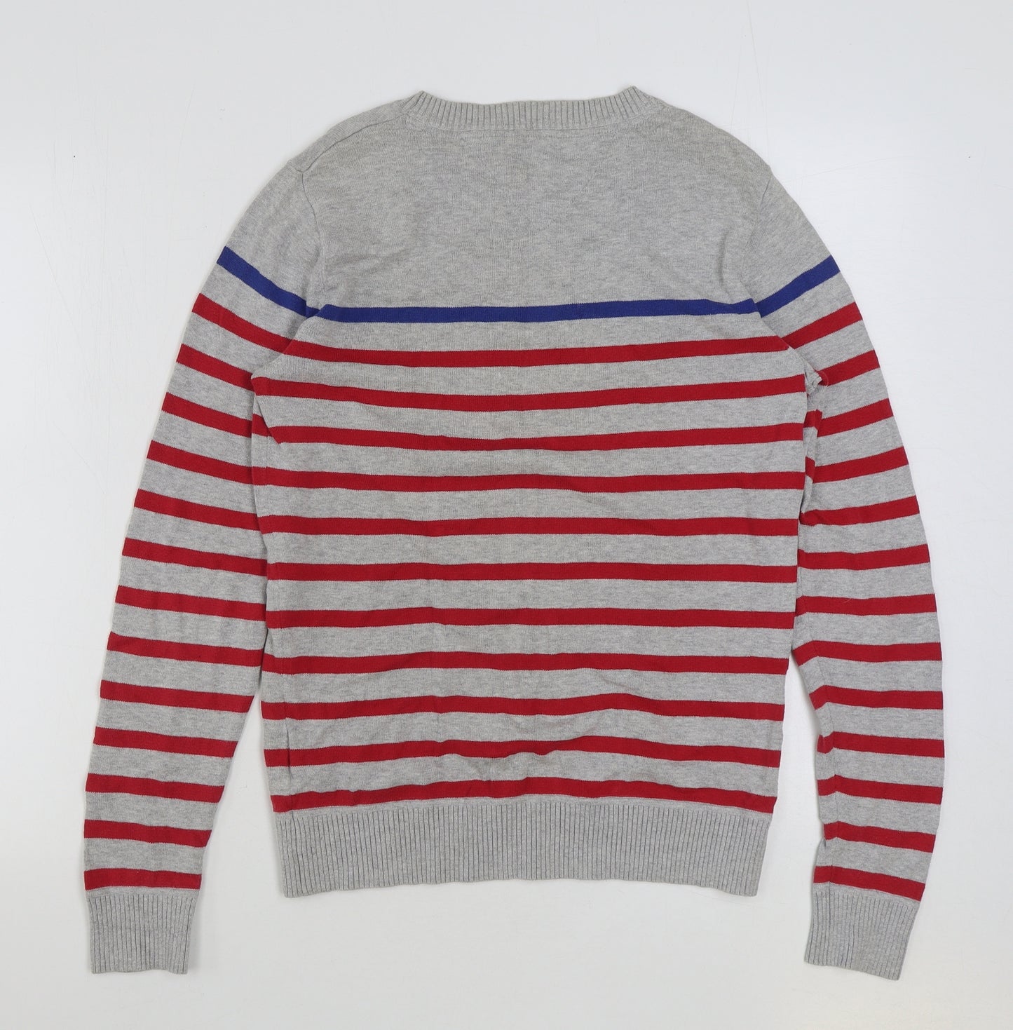 Tommy Hilfiger Mens Multicoloured Round Neck Striped Cotton Pullover Jumper Size S