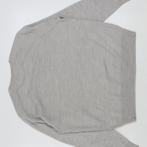 Marks and Spencer Womens Grey Round Neck Geometric Acrylic Pullover Jumper Size L - Christmas Jumper