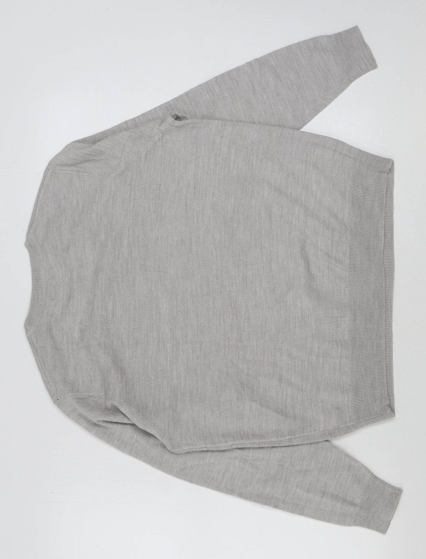 Marks and Spencer Womens Grey Round Neck Geometric Acrylic Pullover Jumper Size L - Christmas Jumper