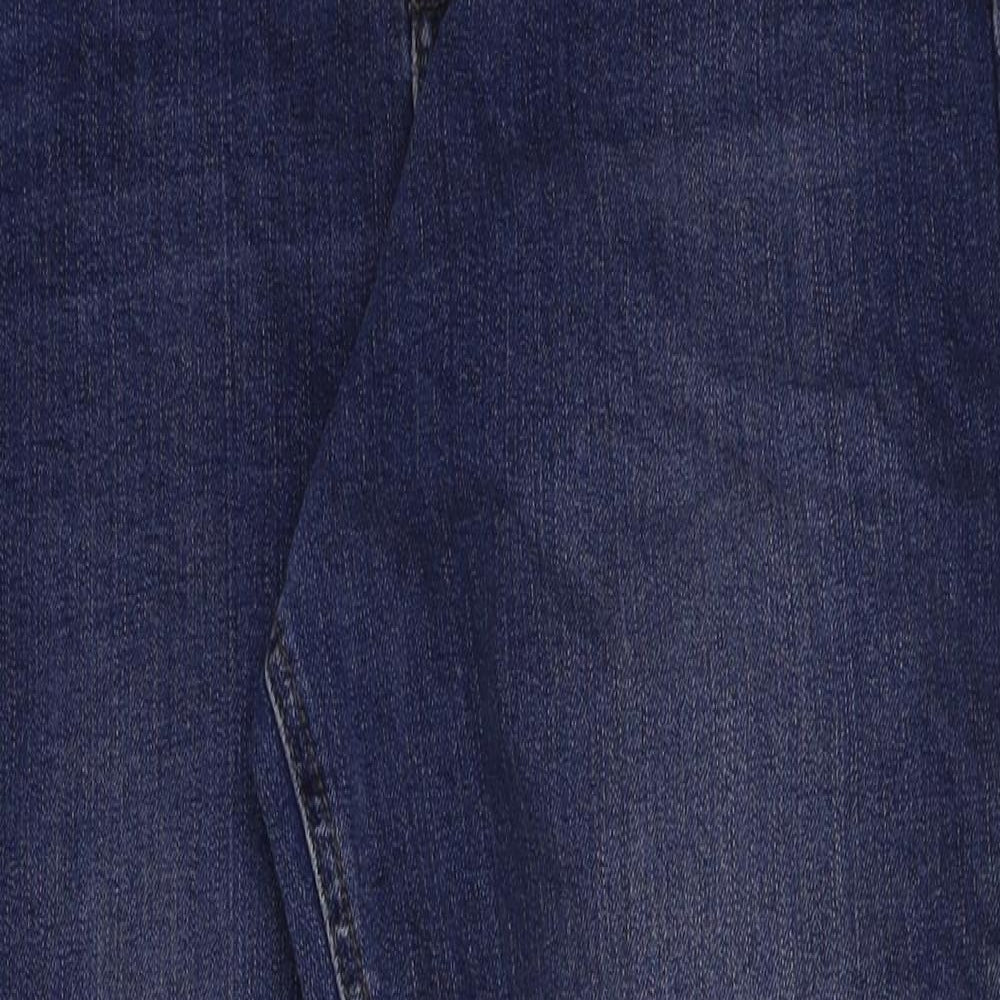 Marks and Spencer Womens Blue Cotton Mom Jeans Size 14 L27 in Regular Button