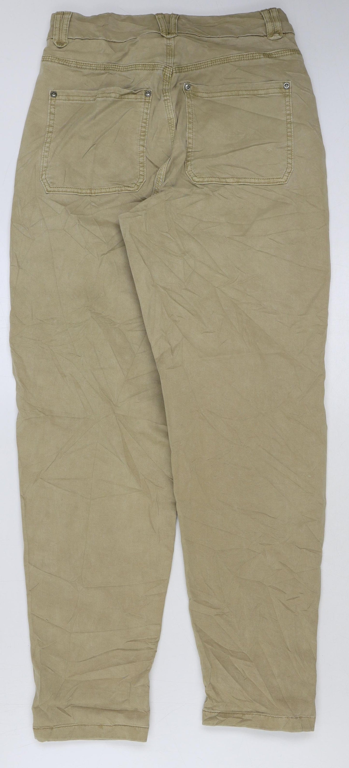 Per Una Womens Beige Cotton Chino Trousers Size 8 L29 in Regular Button
