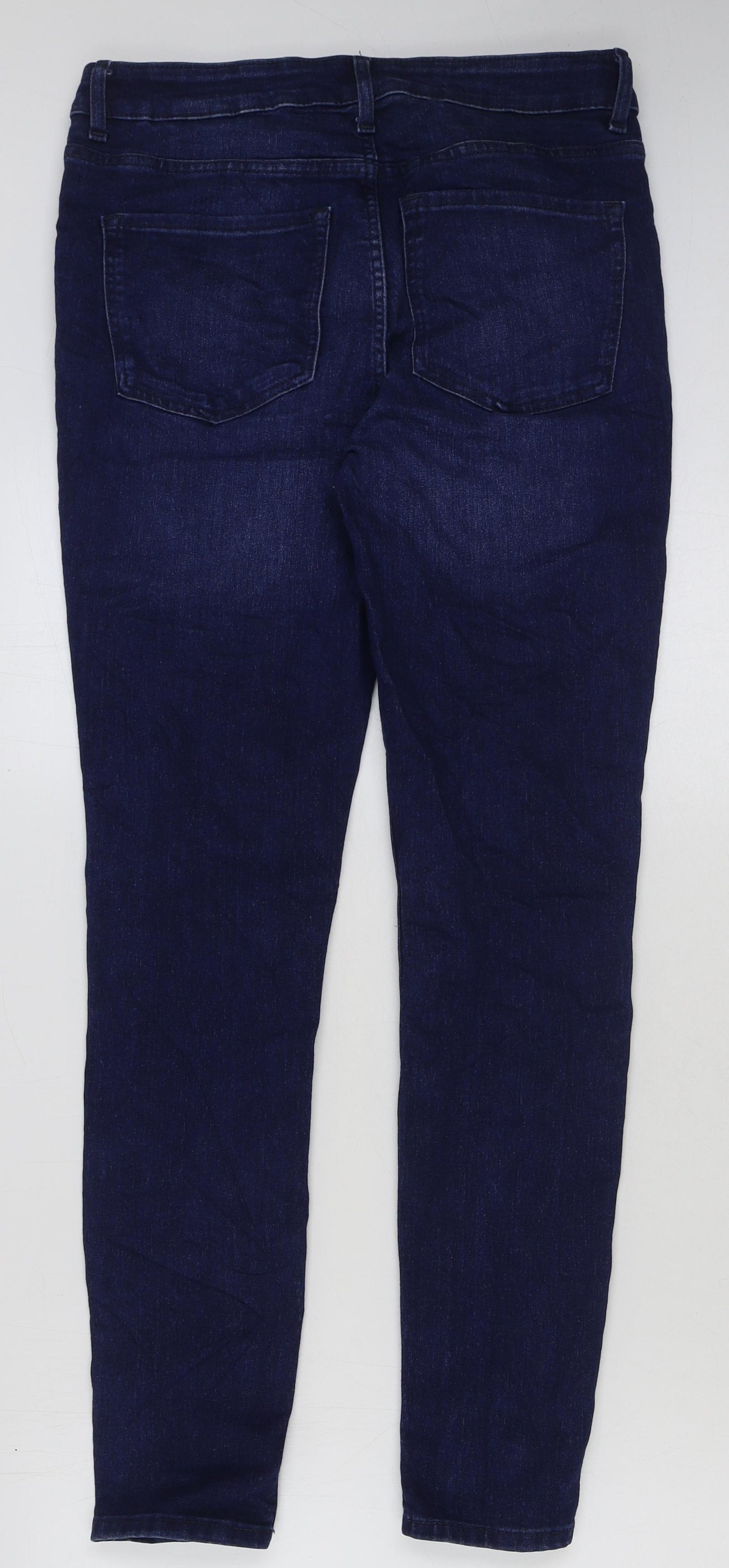 Marks and Spencer Womens Blue Cotton Skinny Jeans Size 12 L30 in Regular Button