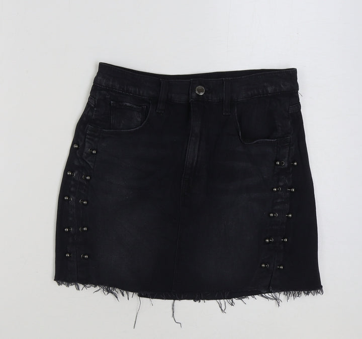 Hudson Womens Black Cotton Mini Skirt Size 27 in Button
