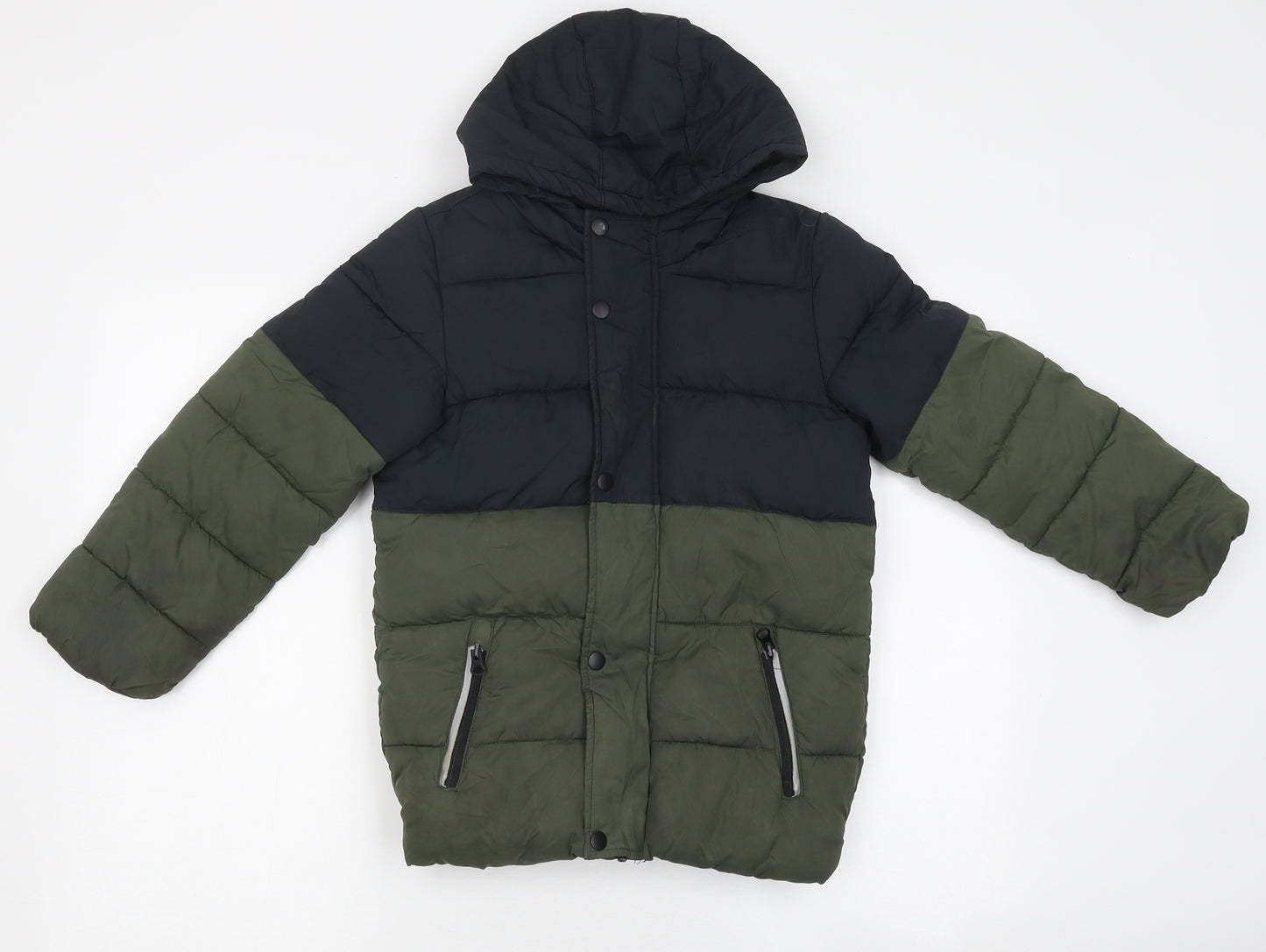 TU Boys Multicoloured Colourblock Puffer Jacket Coat Size 7-8 Years Zip