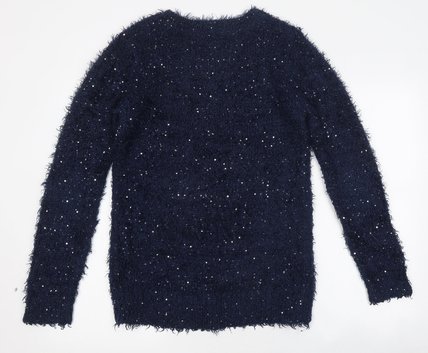 Lottie Loves Womens Blue Round Neck Polyester Pullover Jumper Size 12