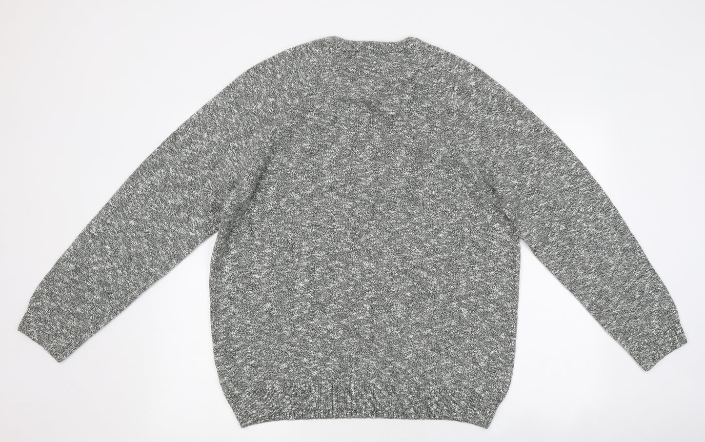 Marks and Spencer Mens Grey Round Neck Cotton Pullover Jumper Size XL
