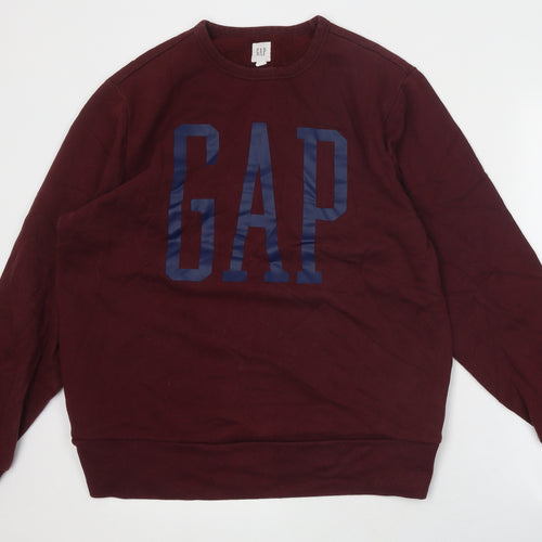 Gap Mens Red Round Neck Polyester Pullover Jumper Size L