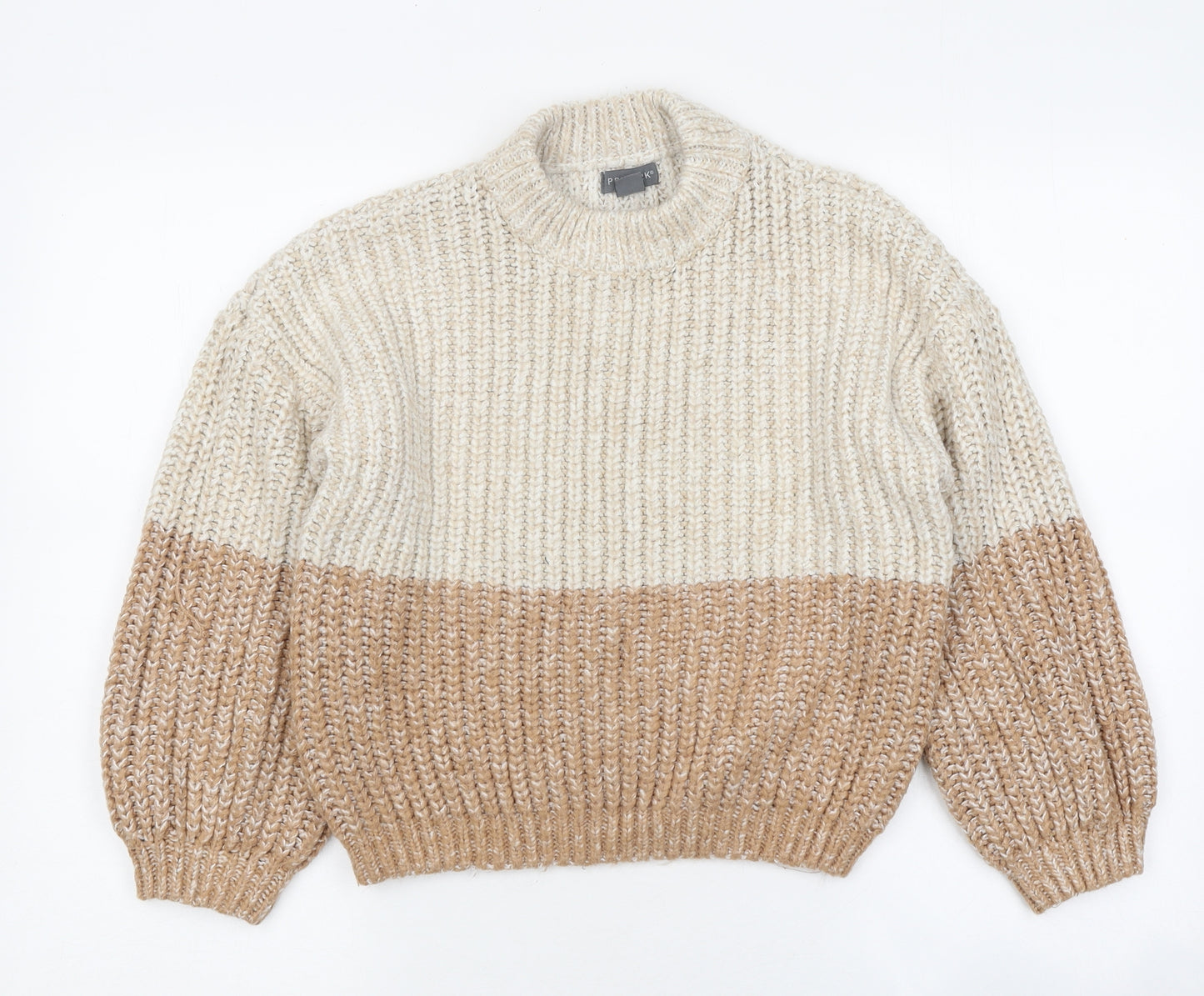 Primark Womens Beige Round Neck Polyester Pullover Jumper Size L