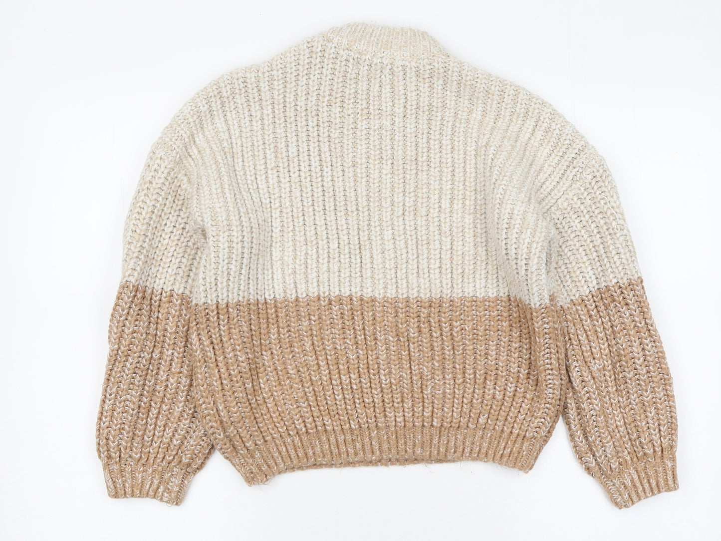 Primark Womens Beige Round Neck Polyester Pullover Jumper Size L