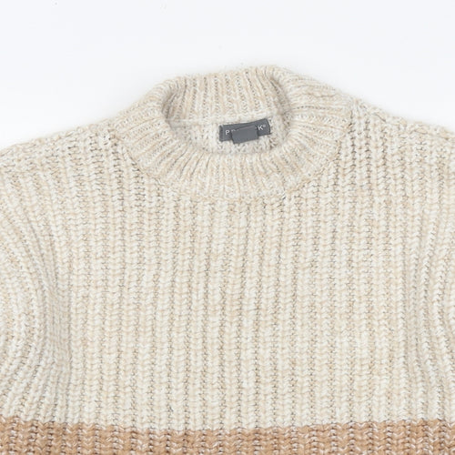 Primark Womens Beige Round Neck Polyester Pullover Jumper Size L