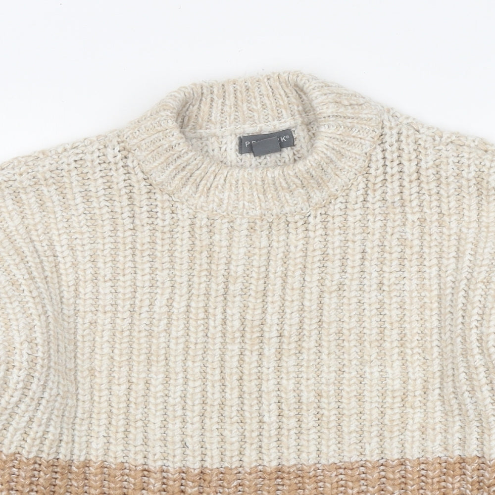 Primark Womens Beige Round Neck Polyester Pullover Jumper Size L