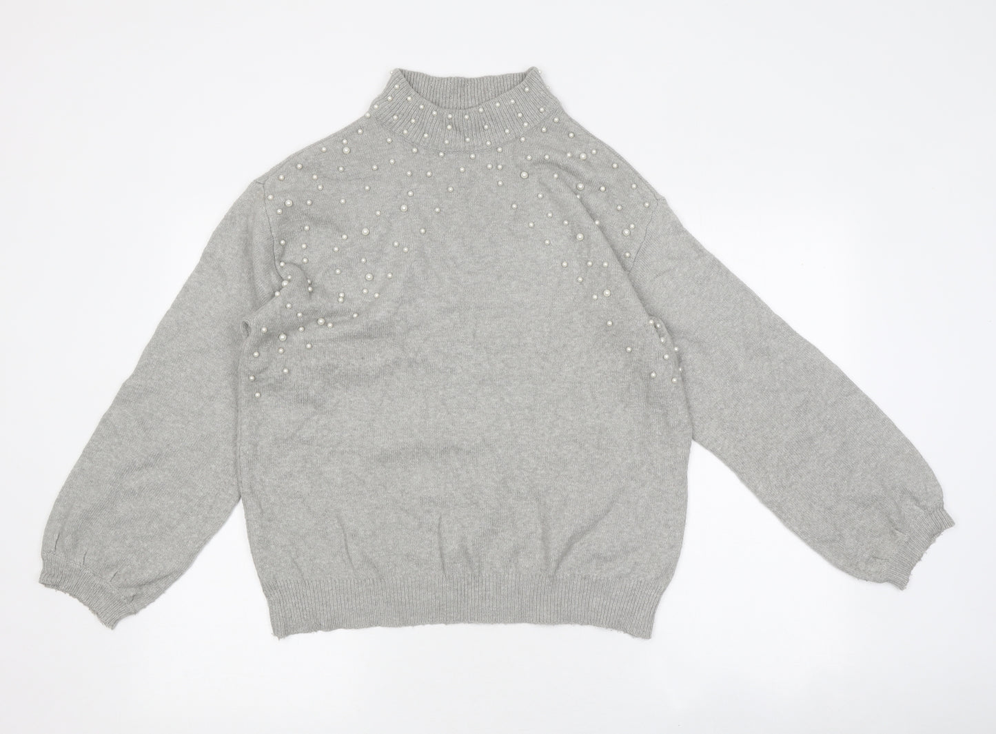 Body Flirt Womens Grey High Neck Polyester Pullover Jumper Size 8