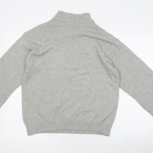 Body Flirt Womens Grey High Neck Polyester Pullover Jumper Size 8