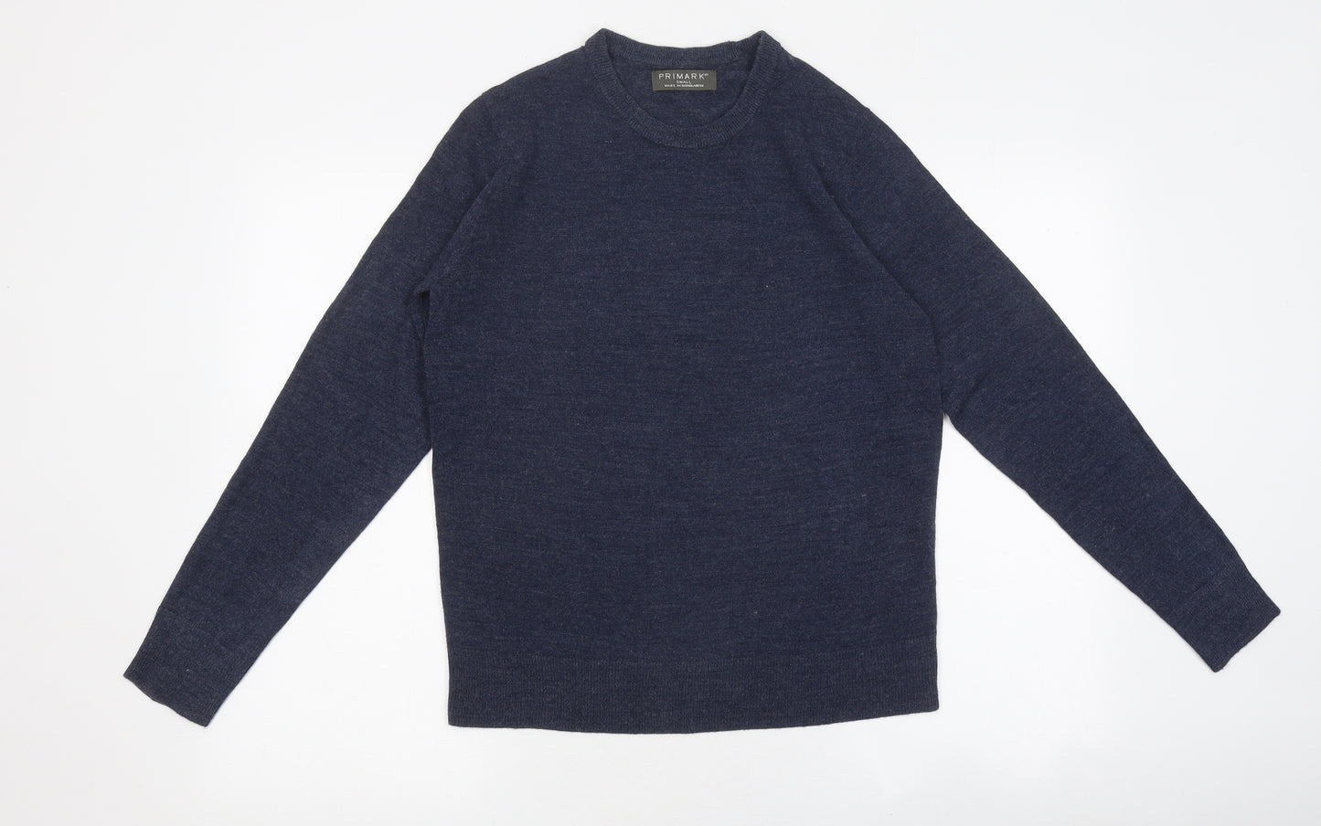 Primark Mens Blue Round Neck Polyester Pullover Jumper Size S