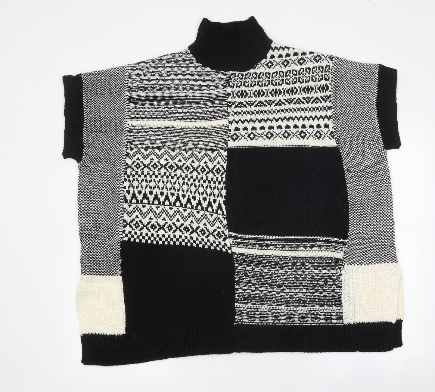 Papaya Womens Multicoloured Roll Neck Geometric Polyester Pullover Jumper Size S - Size S/M