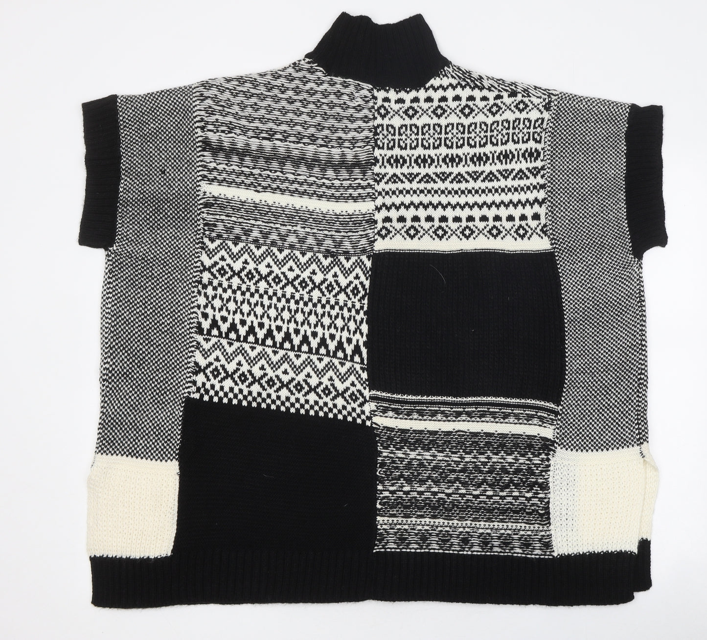 Papaya Womens Multicoloured Roll Neck Geometric Polyester Pullover Jumper Size S - Size S/M