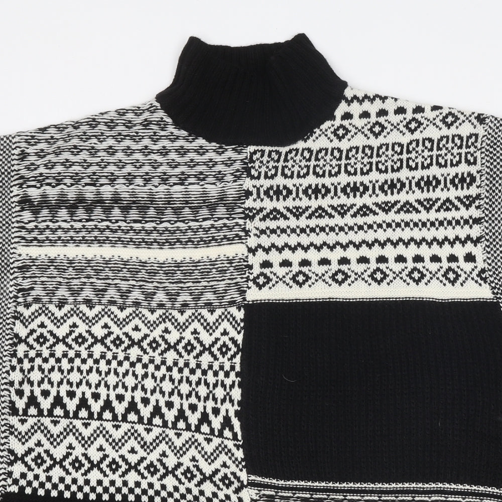 Papaya Womens Multicoloured Roll Neck Geometric Polyester Pullover Jumper Size S - Size S/M