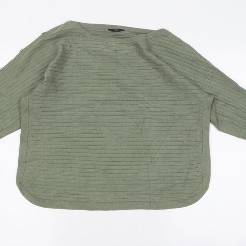 M&Co Womens Green Polyester Basic T-Shirt Size 16 Round Neck
