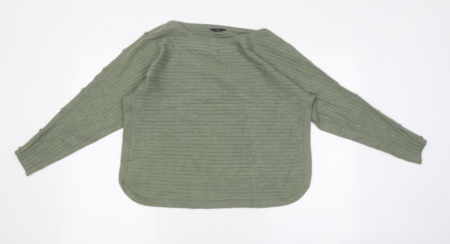 M&Co Womens Green Polyester Basic T-Shirt Size 16 Round Neck