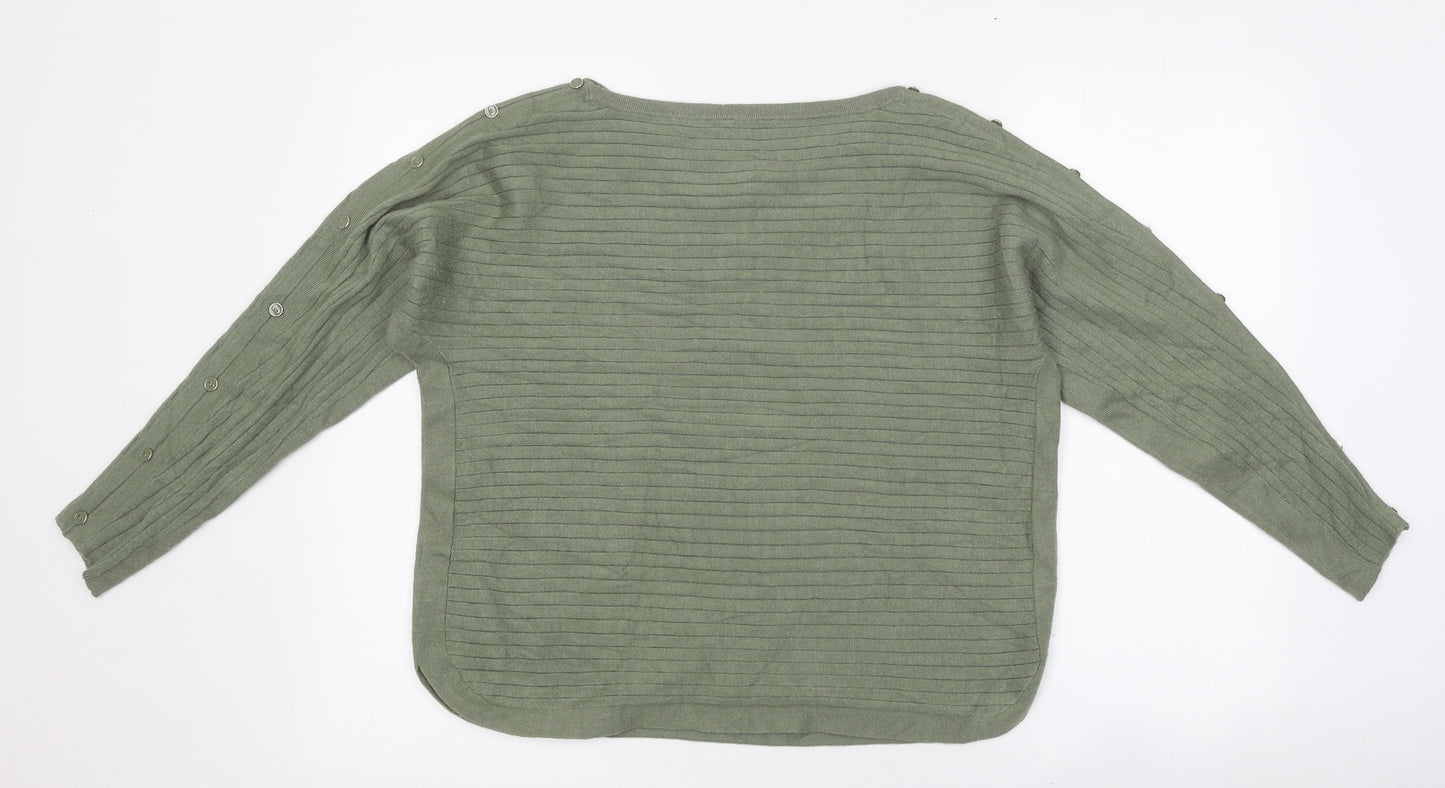 M&Co Womens Green Polyester Basic T-Shirt Size 16 Round Neck