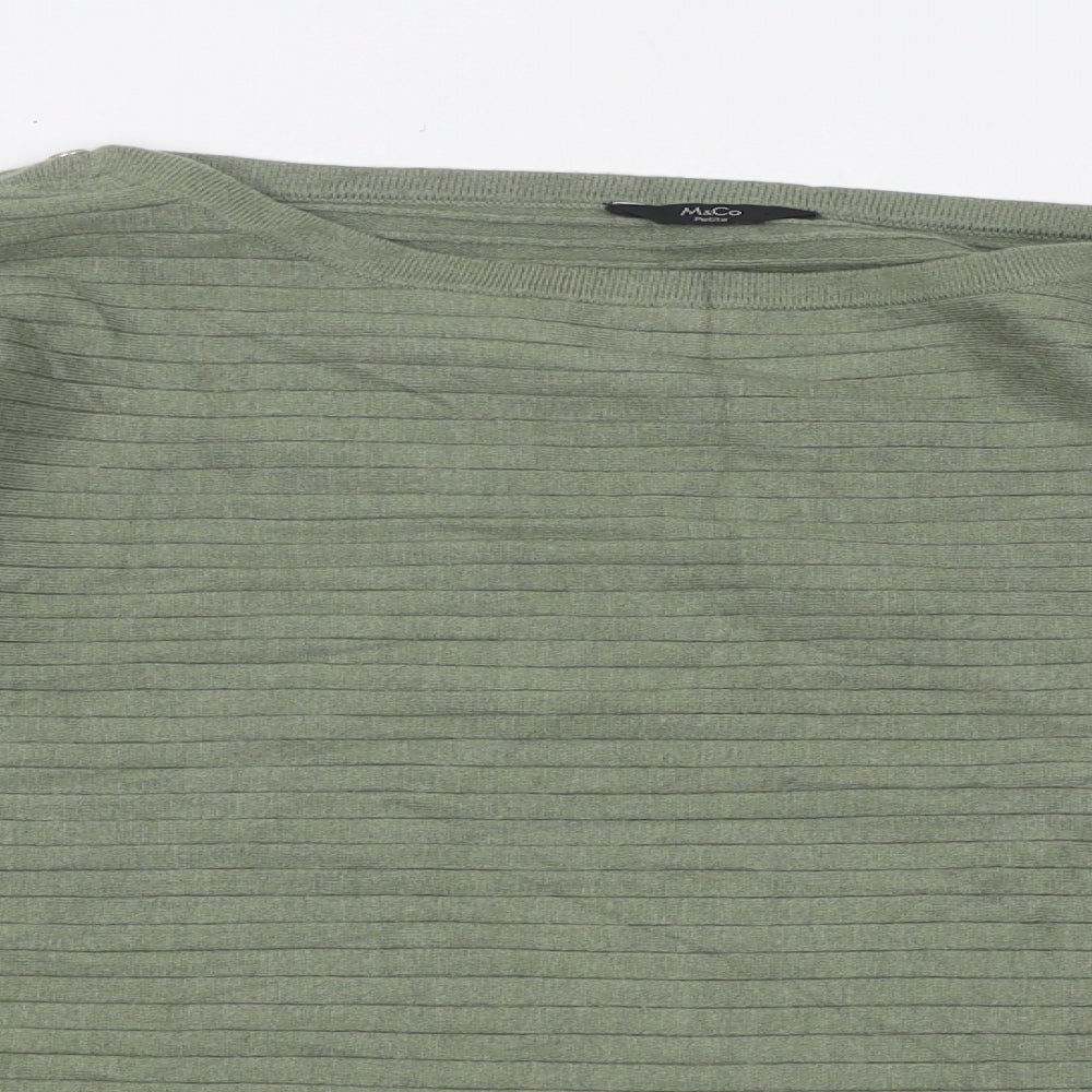M&Co Womens Green Polyester Basic T-Shirt Size 16 Round Neck