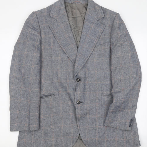 John Collins Mens Blue Check Jacket Blazer Size L Button