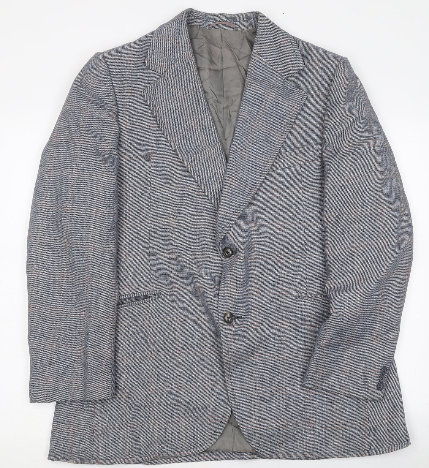 John Collins Mens Blue Check Jacket Blazer Size L Button