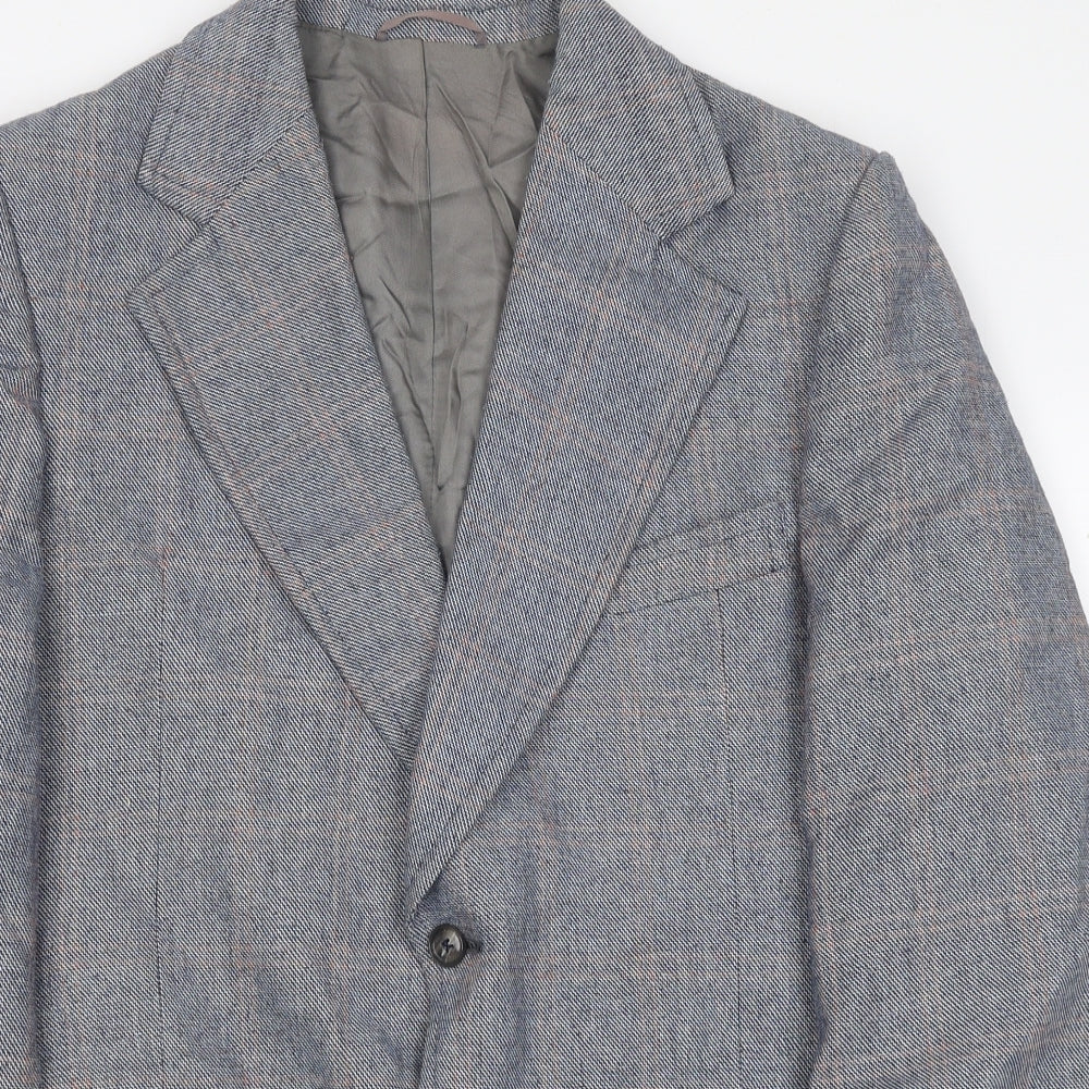 John Collins Mens Blue Check Jacket Blazer Size L Button