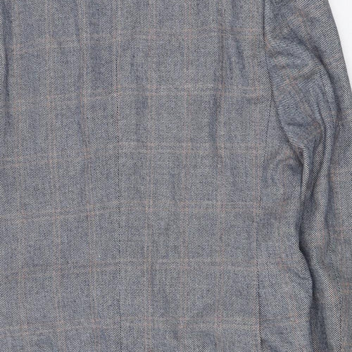 John Collins Mens Blue Check Jacket Blazer Size L Button