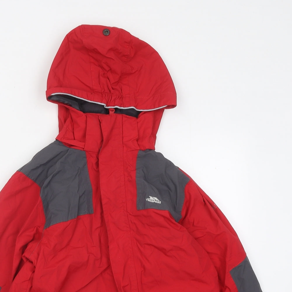 Trespass Boys Red Rain Coat Coat Size 9-10 Years Zip