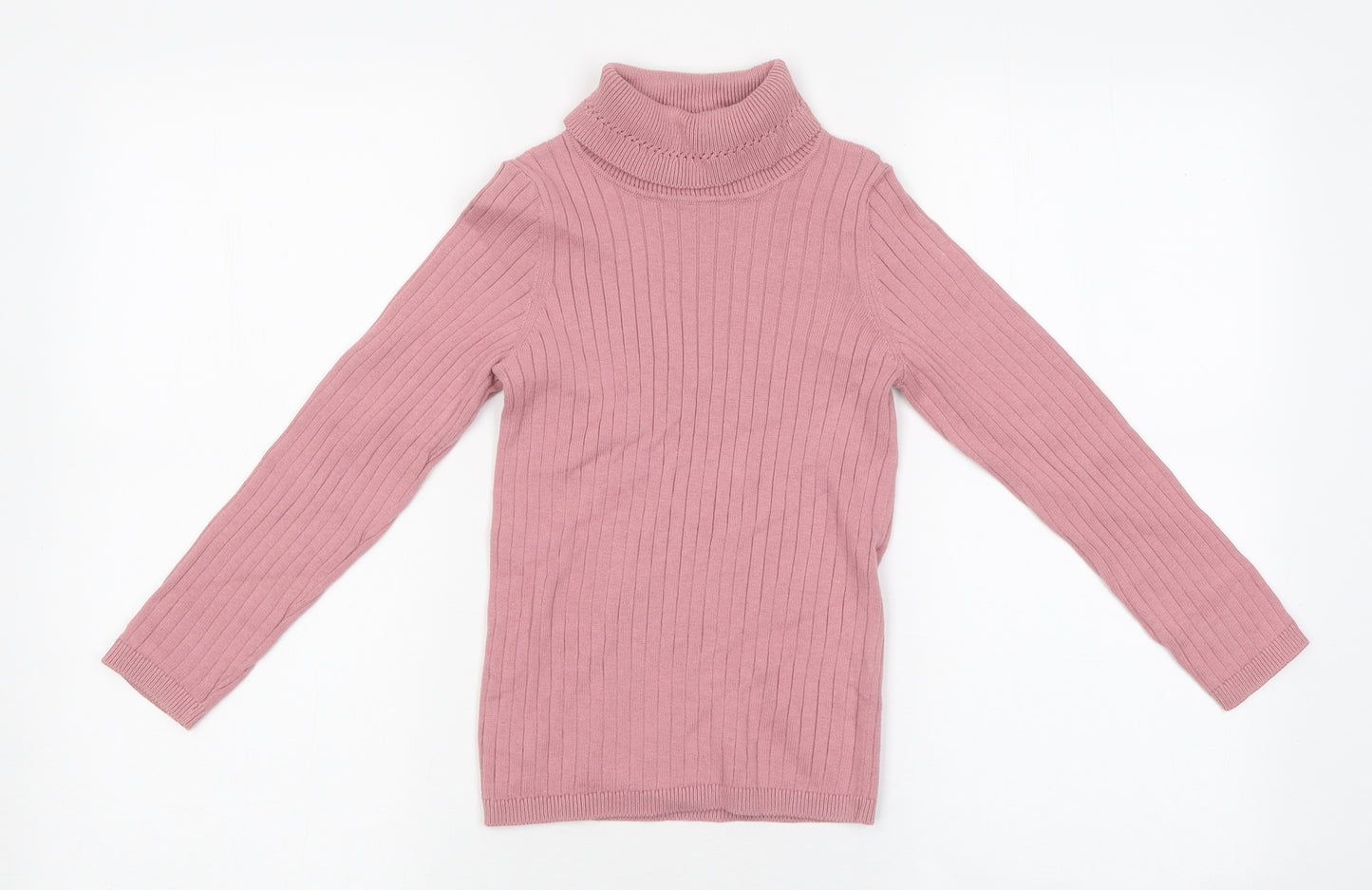 George Girls Pink Polyester Basic T-Shirt Size 7-8 Years Roll Neck Pullover