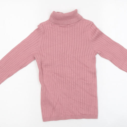 George Girls Pink Polyester Basic T-Shirt Size 7-8 Years Roll Neck Pullover