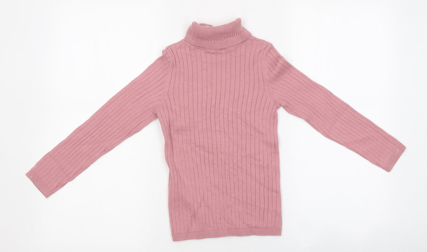 George Girls Pink Polyester Basic T-Shirt Size 7-8 Years Roll Neck Pullover