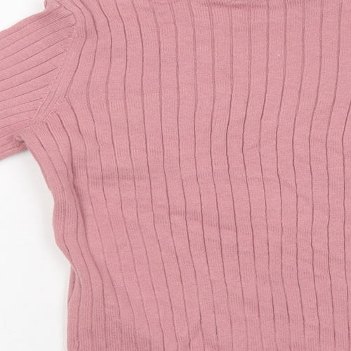 George Girls Pink Polyester Basic T-Shirt Size 7-8 Years Roll Neck Pullover