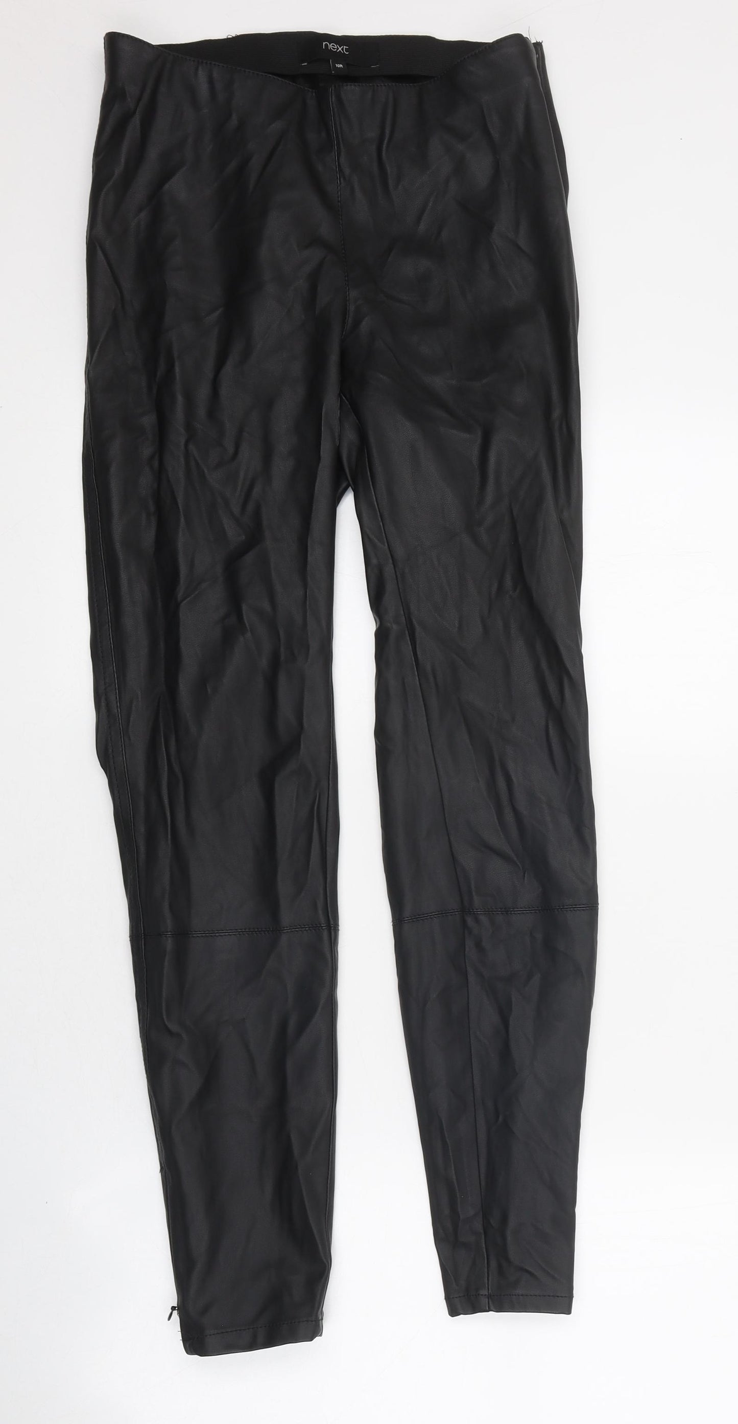 NEXT Womens Black Polyester Capri Trousers Size 10 L27 in Regular Zip