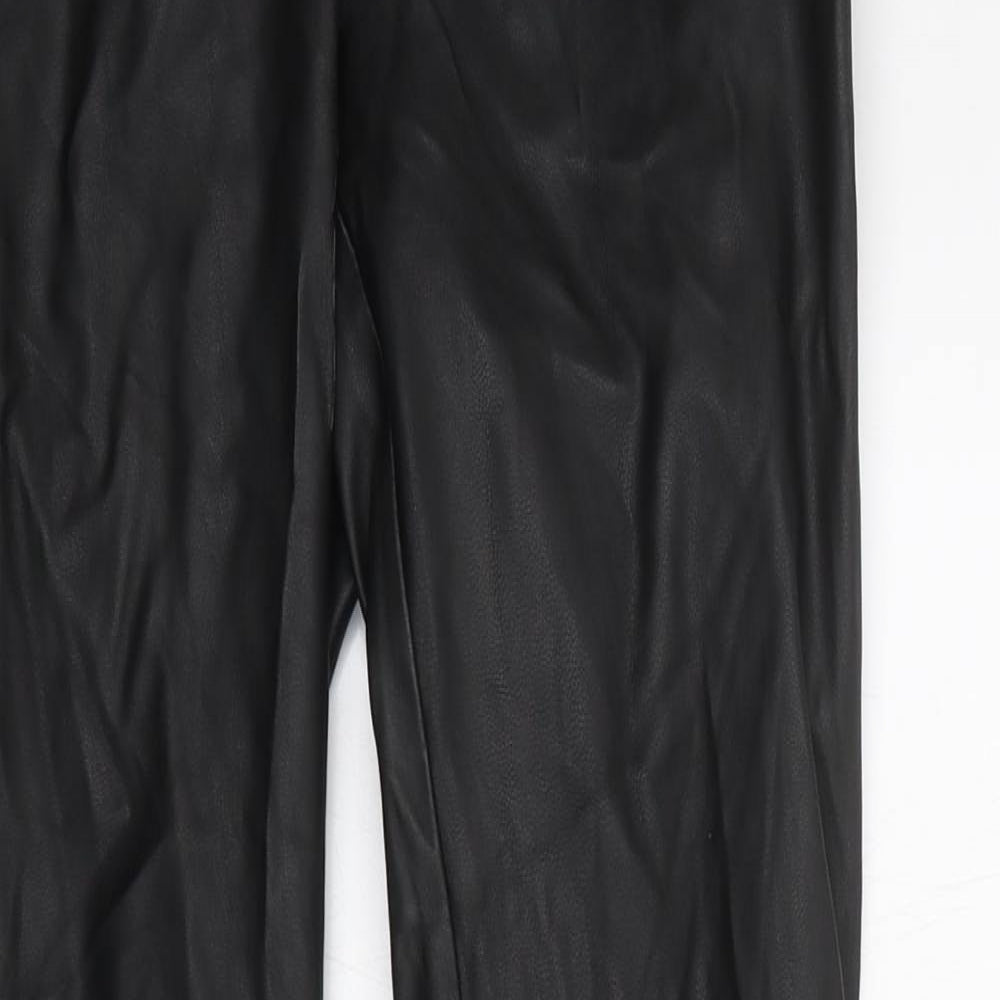NEXT Womens Black Polyester Capri Trousers Size 10 L27 in Regular Zip