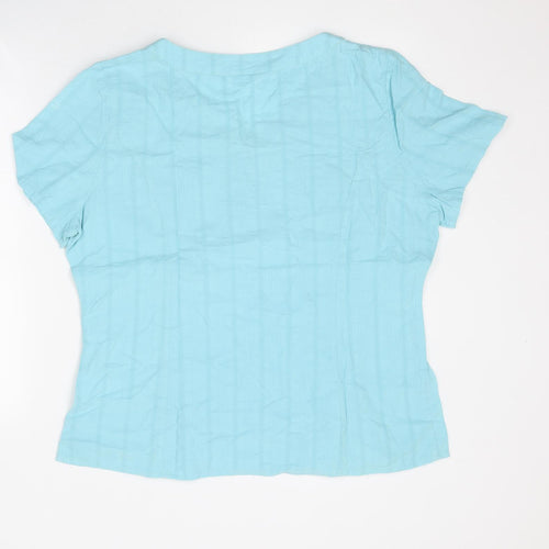 Damart Womens Blue Polyester Basic T-Shirt Size L V-Neck