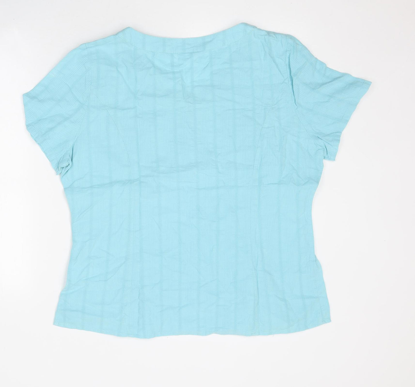 Damart Womens Blue Polyester Basic T-Shirt Size L V-Neck
