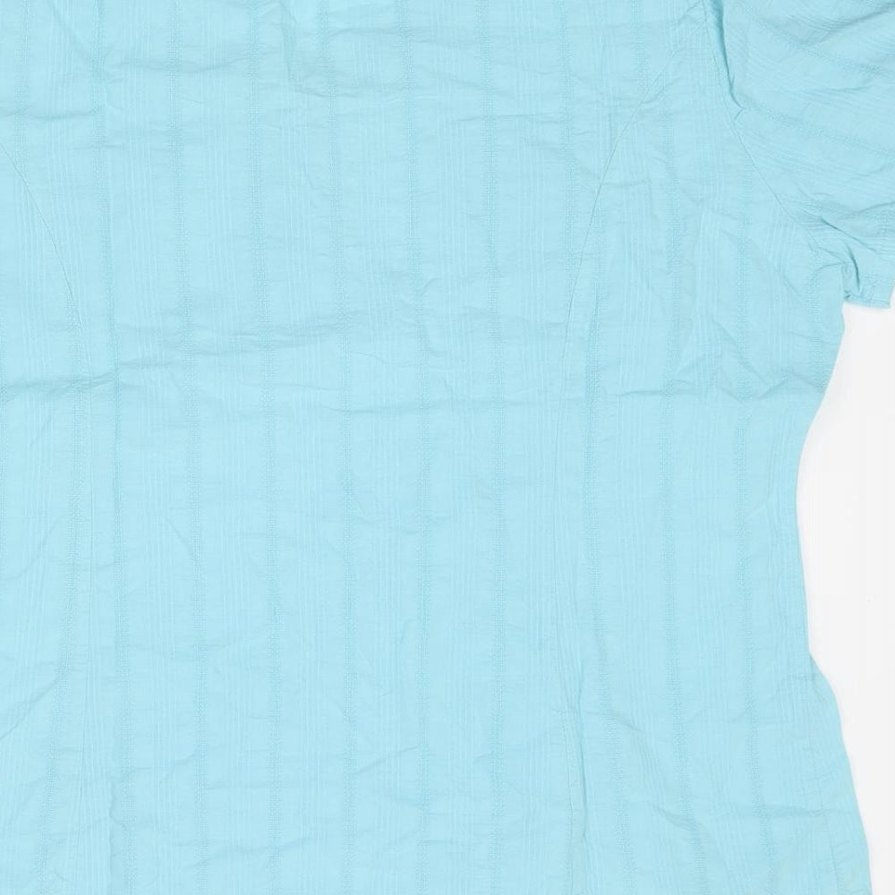 Damart Womens Blue Polyester Basic T-Shirt Size L V-Neck