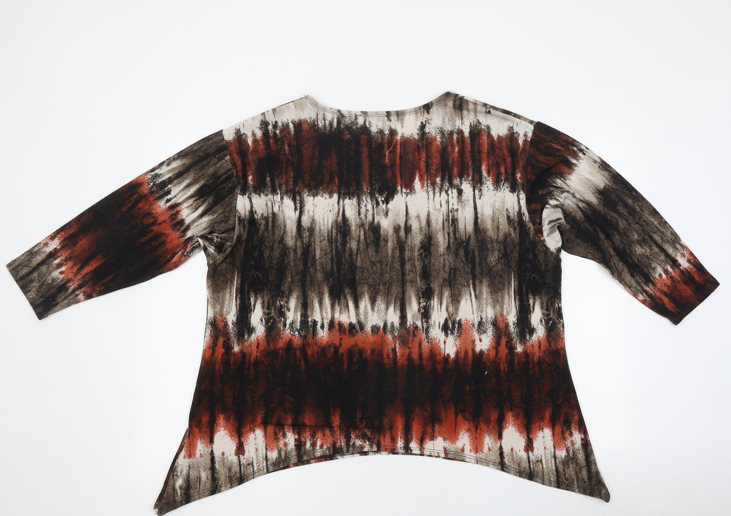 Saloos Womens Multicoloured Geometric Polyester Basic T-Shirt Size 16 Round Neck