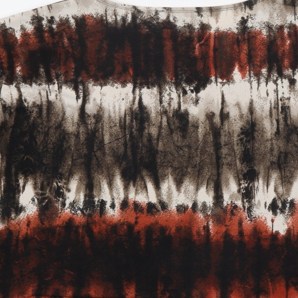 Saloos Womens Multicoloured Geometric Polyester Basic T-Shirt Size 16 Round Neck