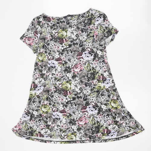 Marks and Spencer Womens Multicoloured Floral Polyester Basic Polo Size 10 Round Neck